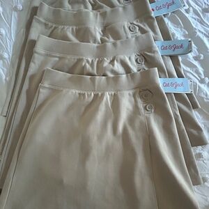 NWT 4 Khaki Cat & Jack Girls Pull on Uniform knit skorts